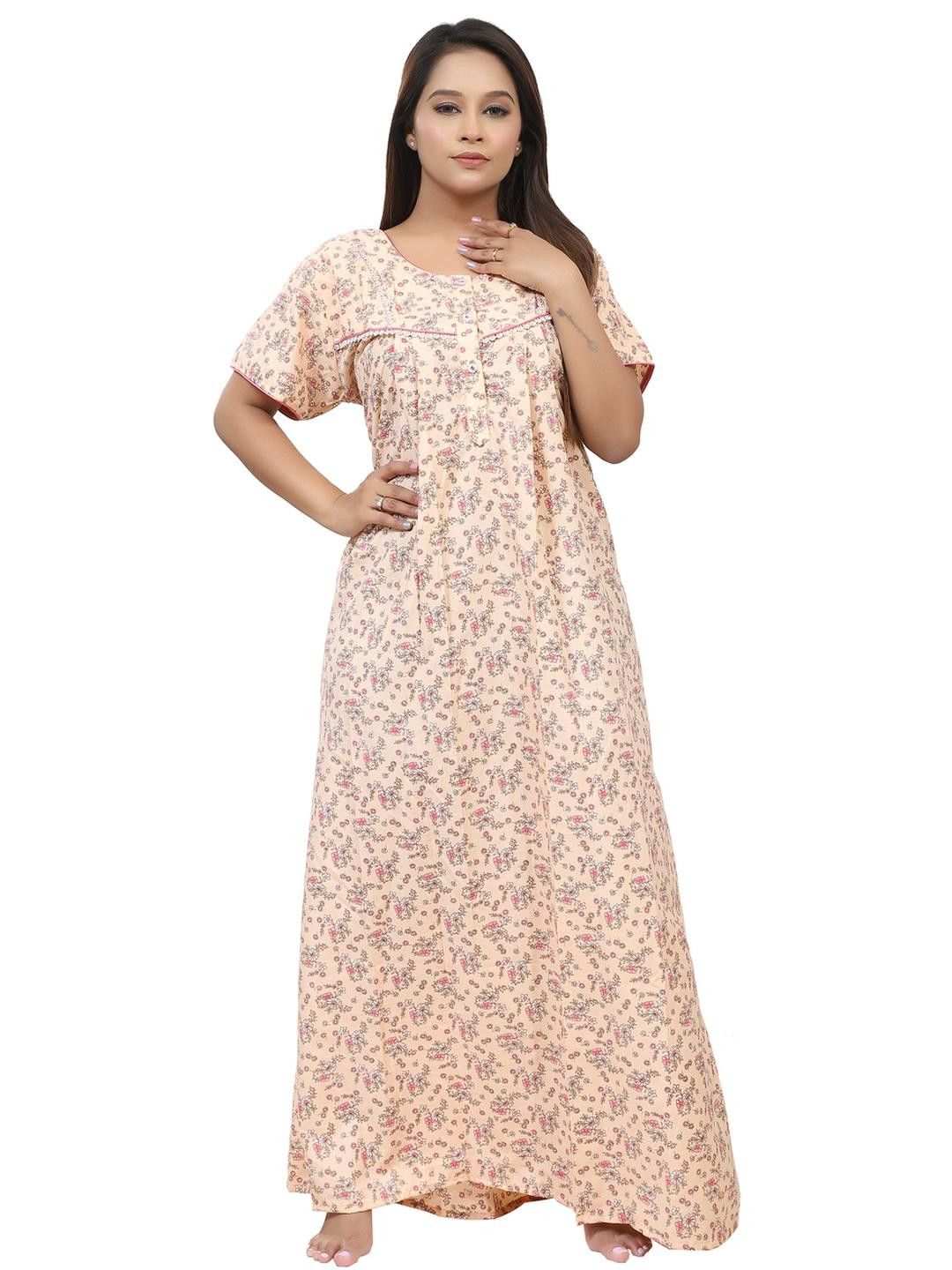 NIGHTFAB Cream Maxi Nightdress