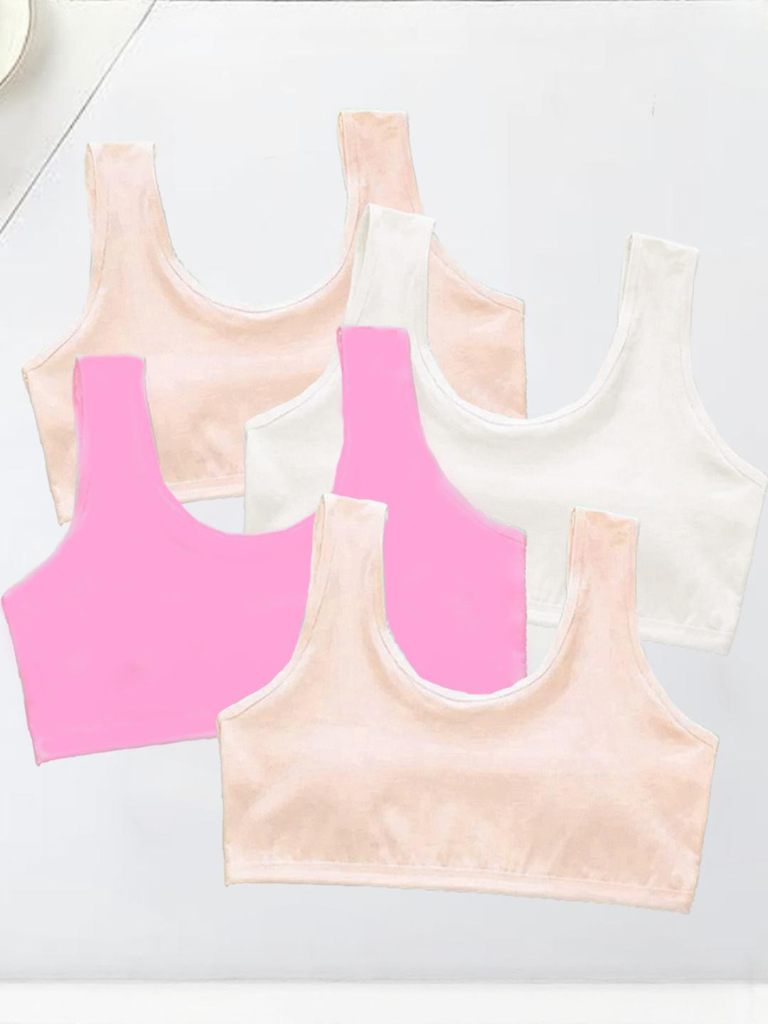 BRAAFEE Girls Pack Of 4 Solid Non Padded Camisole