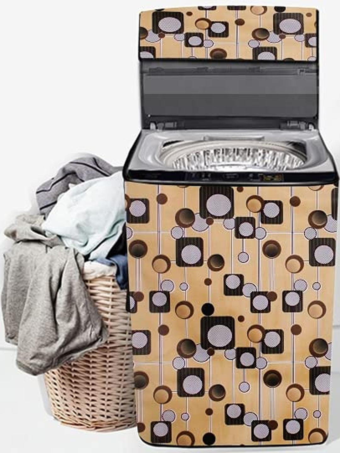 The Furnishing Tree Washing Machine Cover Gunshot Pattern Beige Compatible for Whirlpool 6.5 Kg Ful