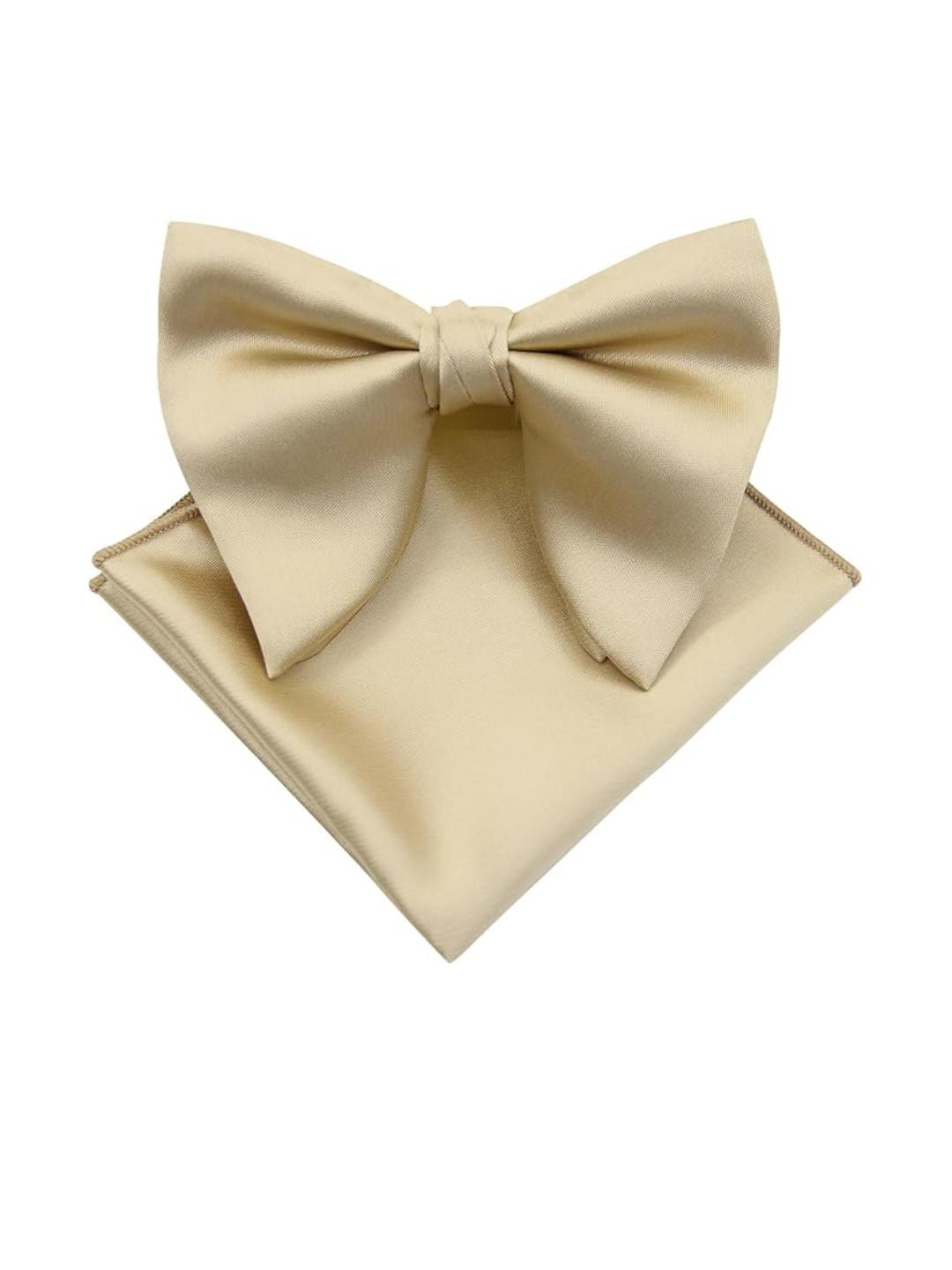 VOICI Gold Satin Solid Bow Tie