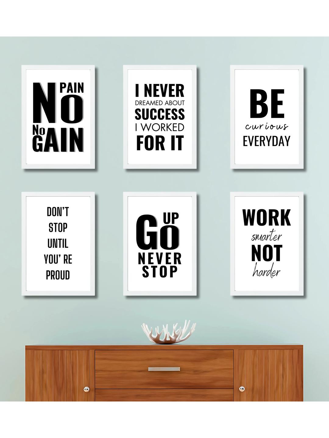 Aisha Decorz Pack of 6 Quotes Printed Wall Painting
