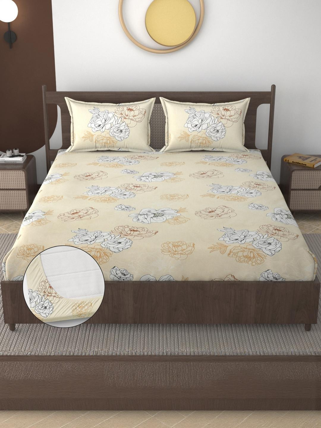 FURNOFY Floral Superfine Queen Bedsheets
