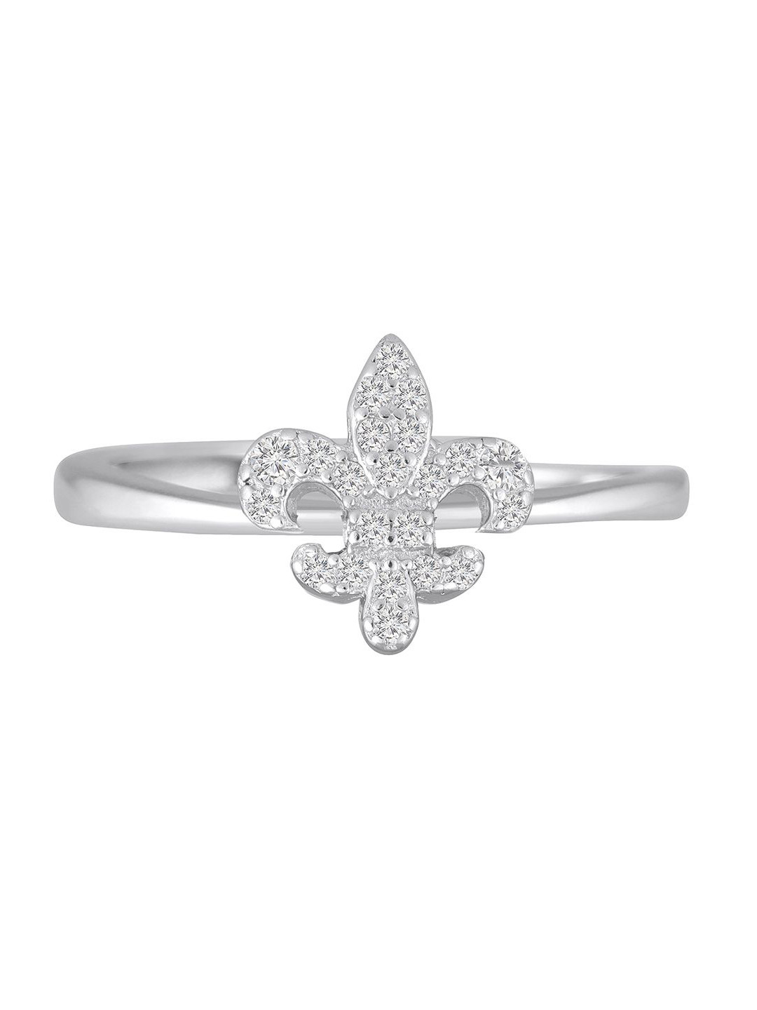 Luxevogue Rhodium-Plated Cubic Zirconium-studded Adjustable Finger Ring