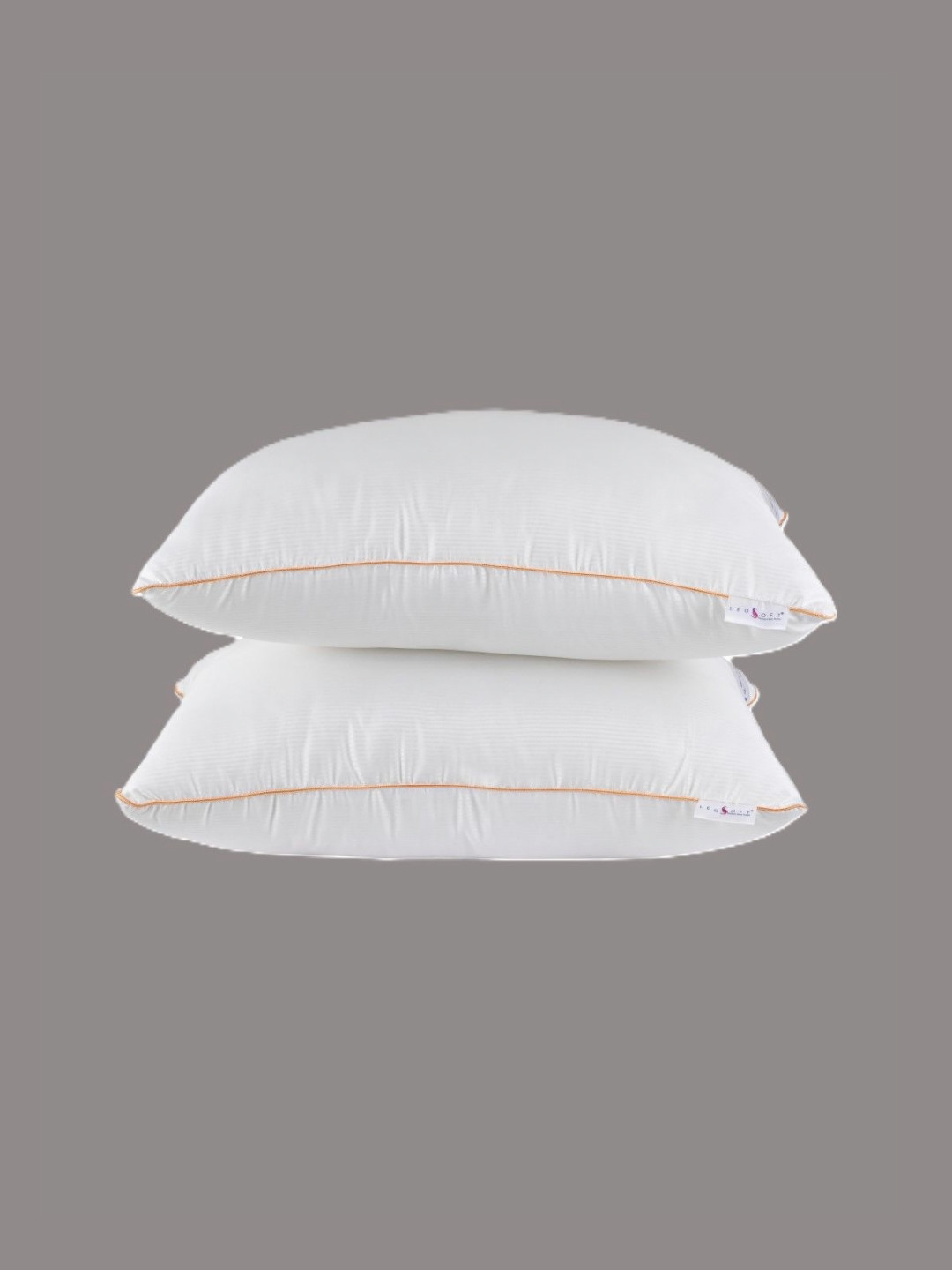 LEOSOFT White & Yellow 2 Pieces Fibre Filled Breathable Sleep Pillows