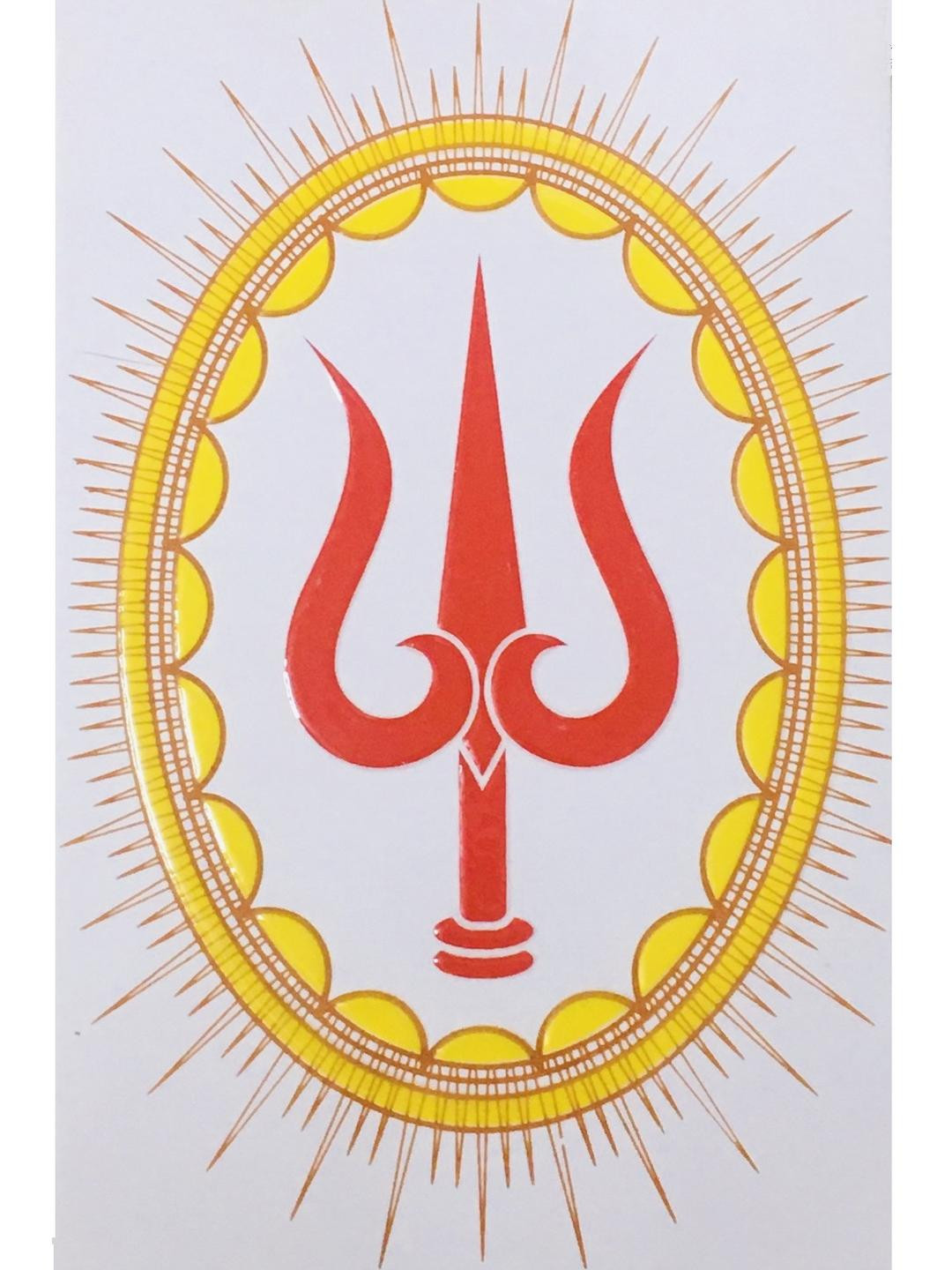 SHOP BY ROOM Trishul Printed Ceramic Ethnic Motifs Glossy Pooja Room Spiritual Wall Decor