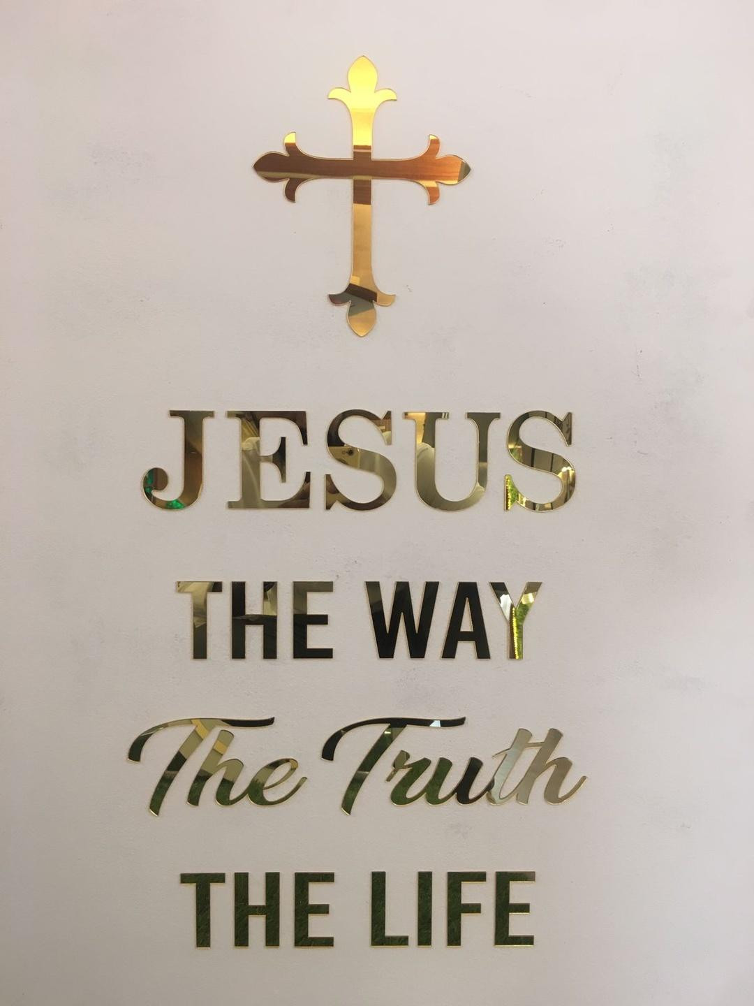 RIKOR Jesus The Way Quote Golden Acrylic Wall Decor