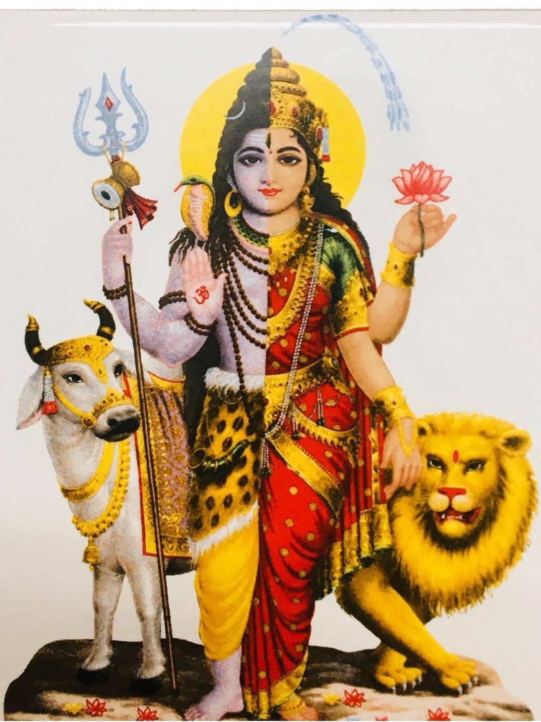 SHOP BY ROOM Ardhnarishwar Ceramic Ethnic Motifs Glossy Spiritual Wall Decor-6In