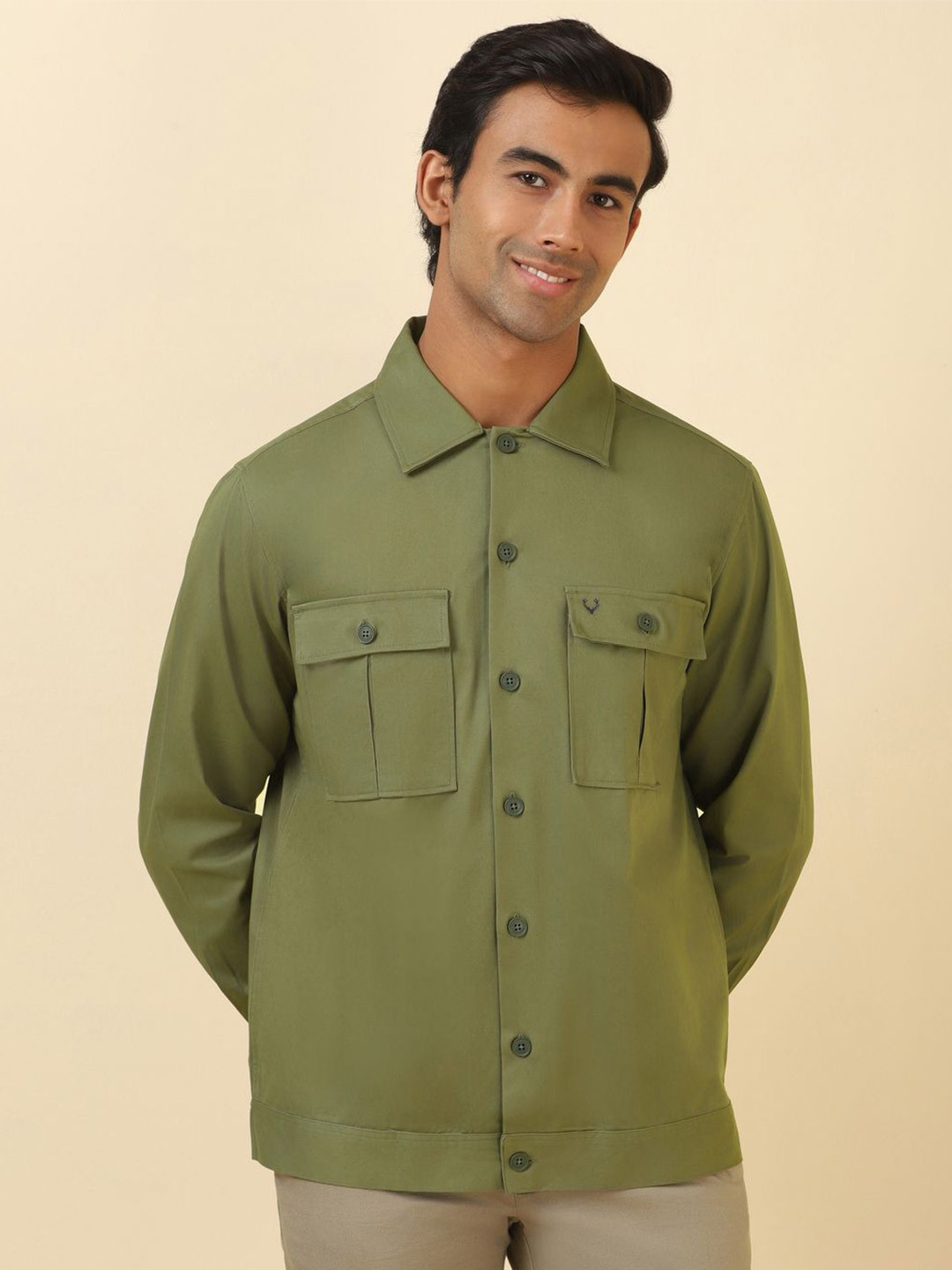 Allen Solly Spread Collar Chest Pocket Detail Relaxed Fit Pure Cotton Shirt