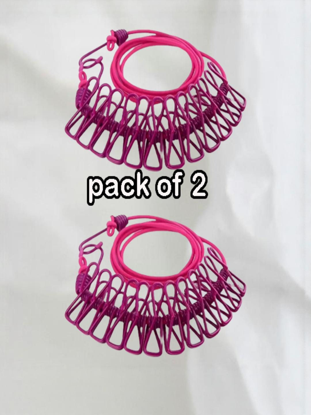 KHANJAN FASHION Clothline With Set Of 12 Metal Clips - Pack Of 2
