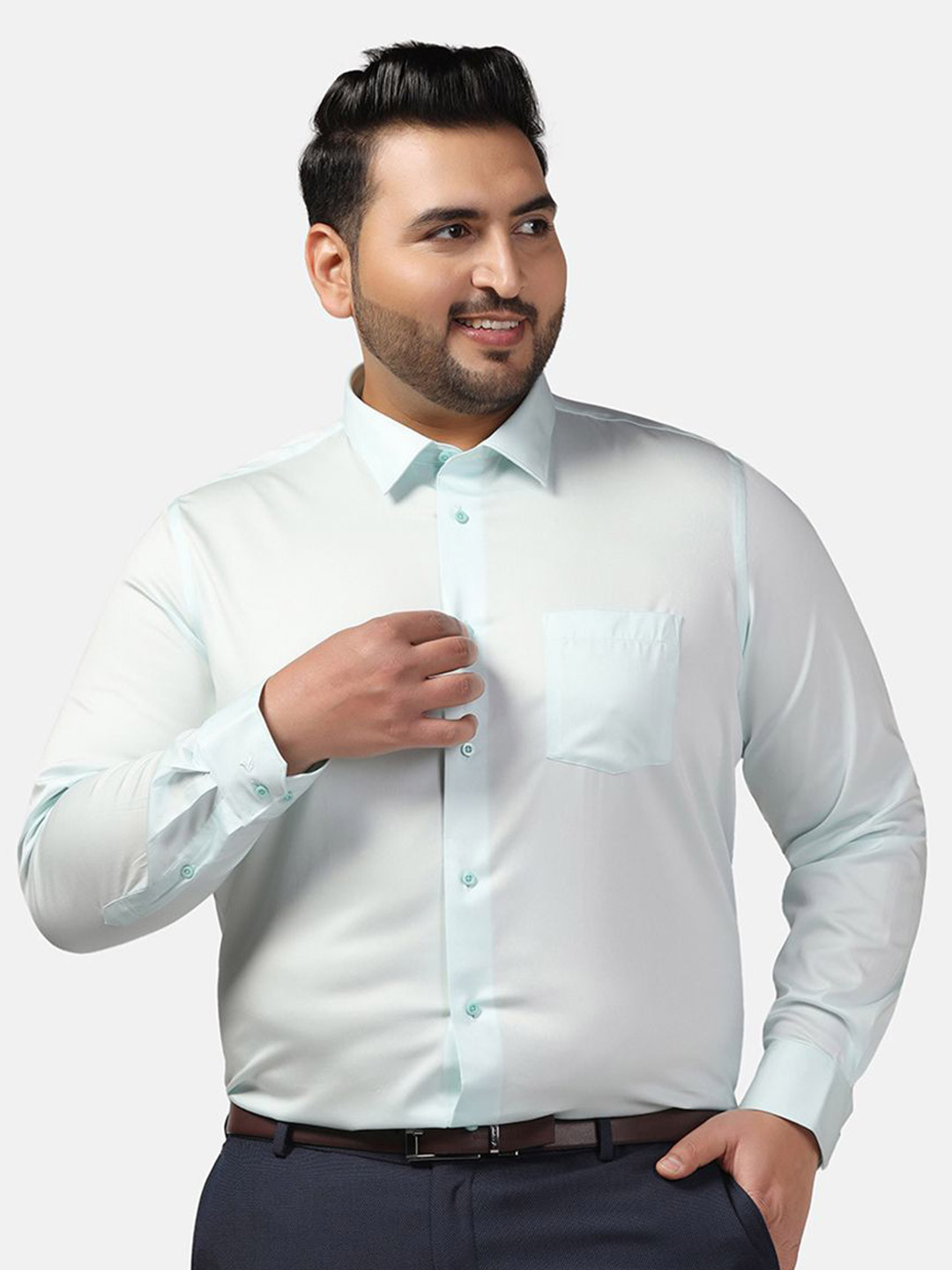 Blackberrys Plus Size India Slim Fit Spread Collar Pure Cotton Formal Shirt