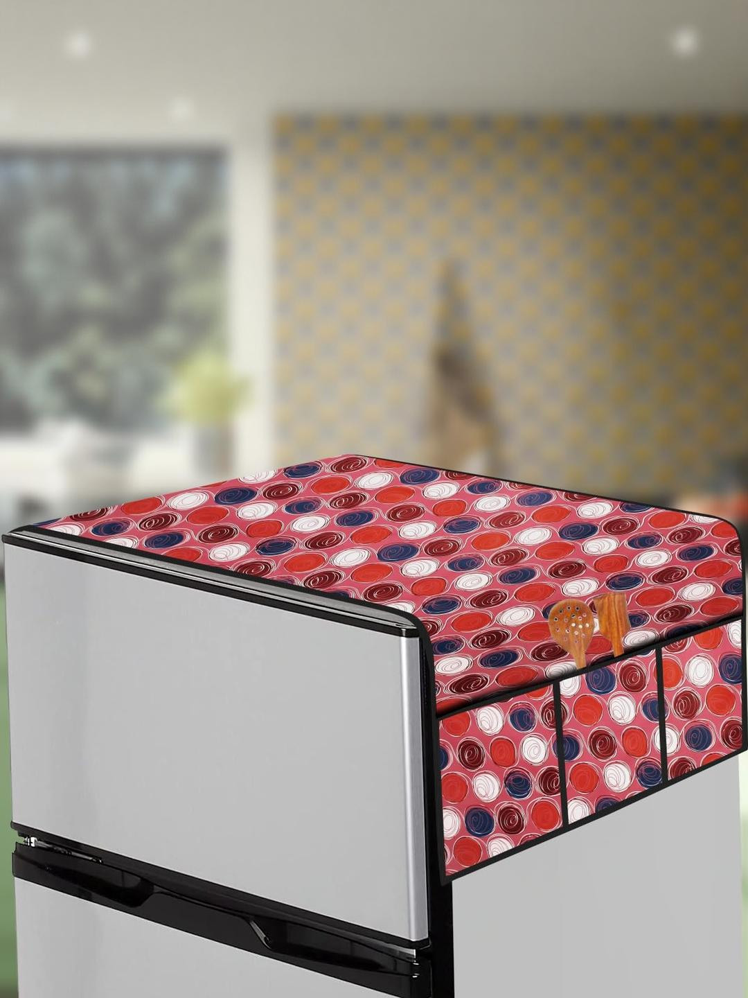 The Furnishing Tree Pink Printed Fridge Top Cover Appliance Cover