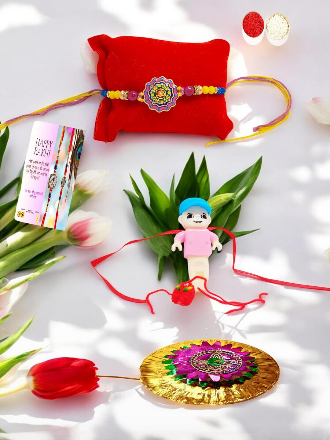 Vrinde Set of 4 Beaded Thread Rakhis