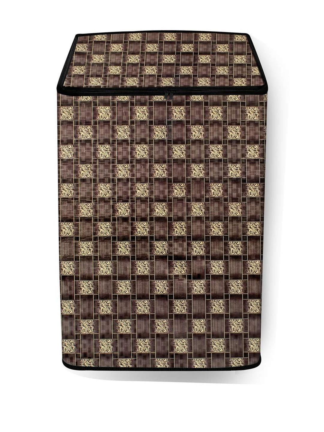 The Furnishing Tree Washing Machine Cover Basketweave Pattern Brown Compatible for Whirlpool 6.2 Kg