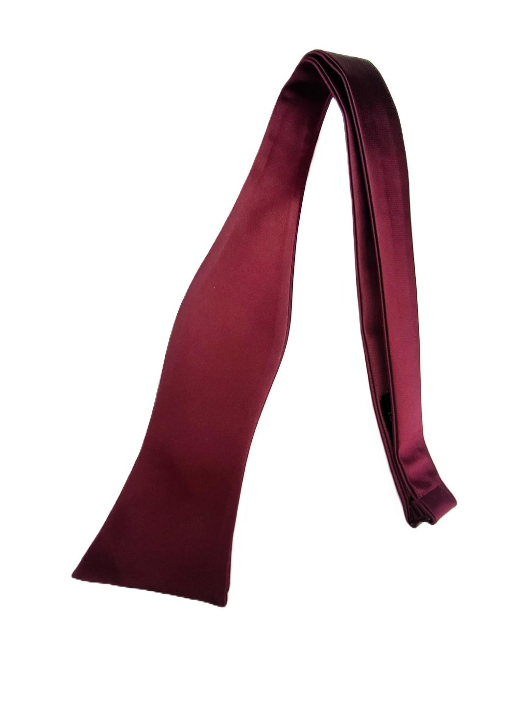 VOICI Burgundy Satin Solid Bow Tie