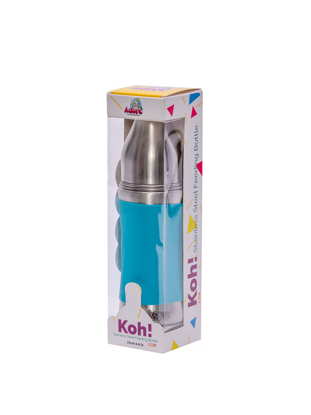 Adore Kids Koh Stainless Steel Feeding Bottle - 250 ml - Blue