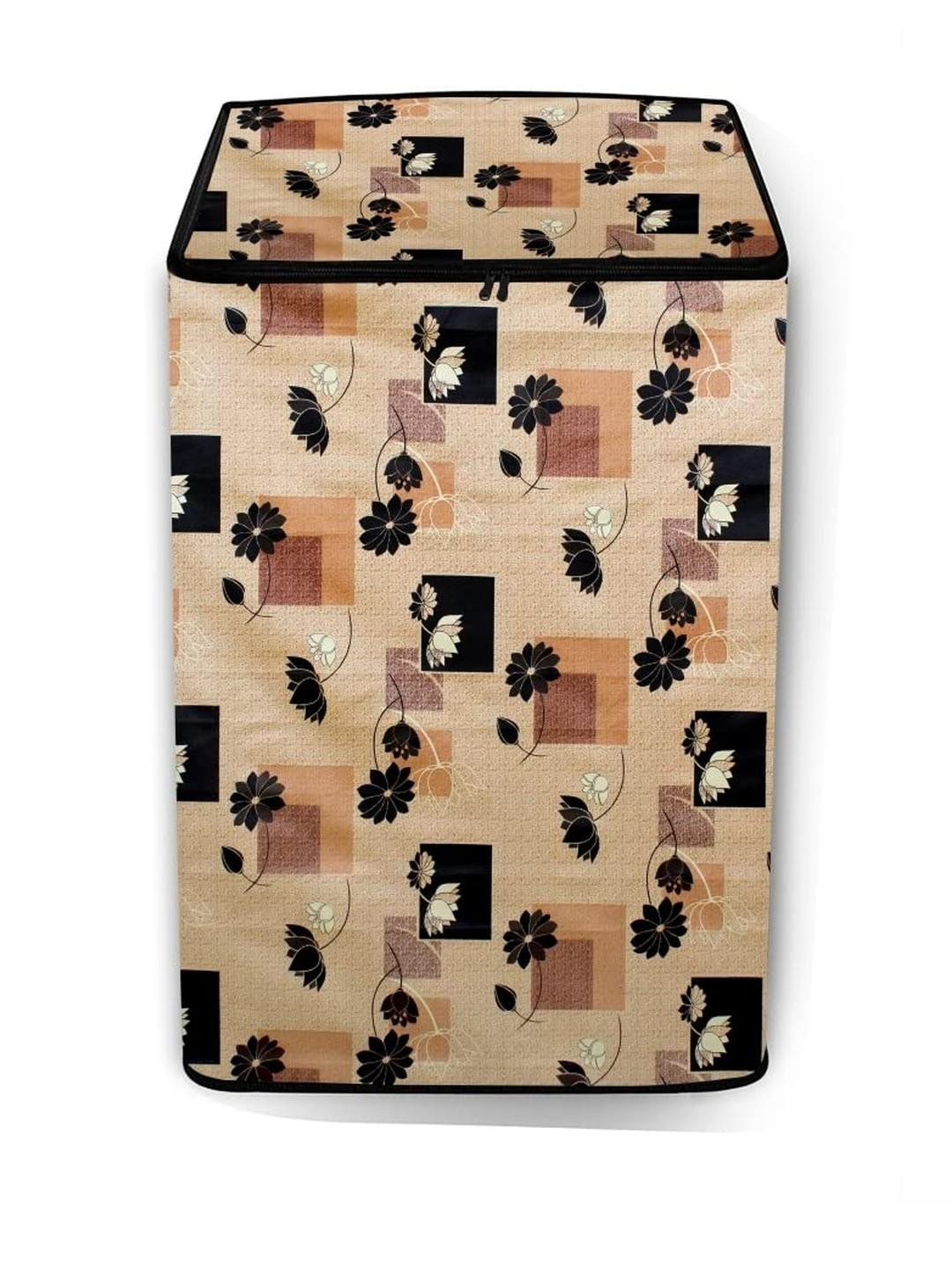 The Furnishing Tree Washing Machine Cover Lotus Pattern Beige Compatible for Whirlpool 7.2 Kg Fully