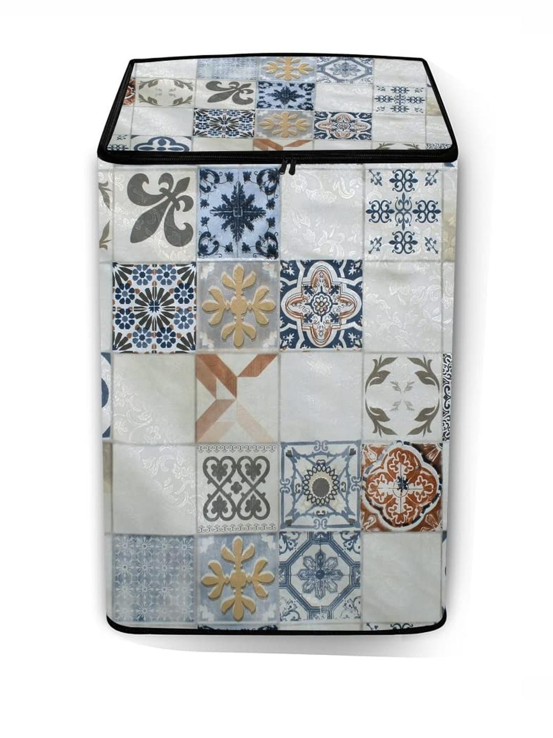 The Furnishing Tree Washing Machine Cover Mosaic Pattern Cream Compatible for Whirlpool 9.5 kg Full
