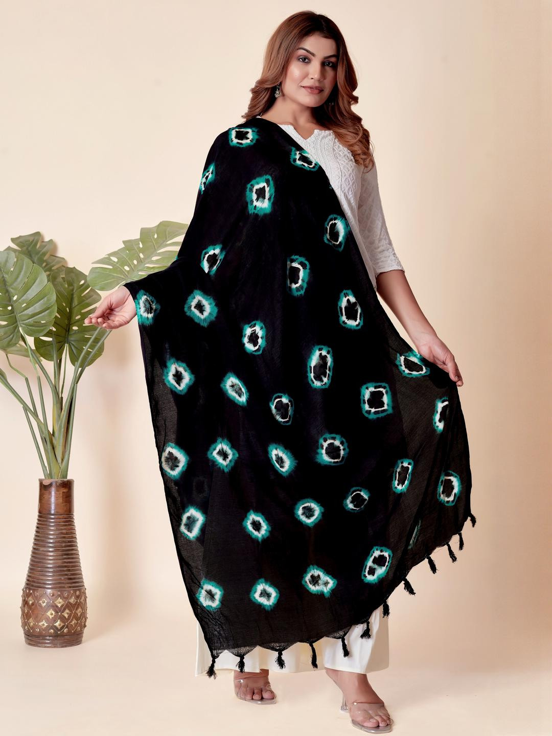 EBADAT Printed Blue Cotton Dupatta