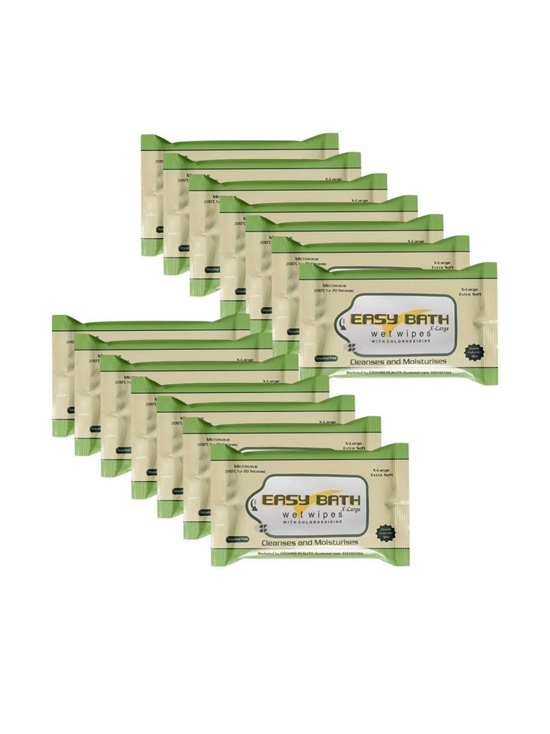 easybath Set Of 14 Wet Wipes Moisturizing Microwaveable Bed Bath Towels - 10 Pulls Each