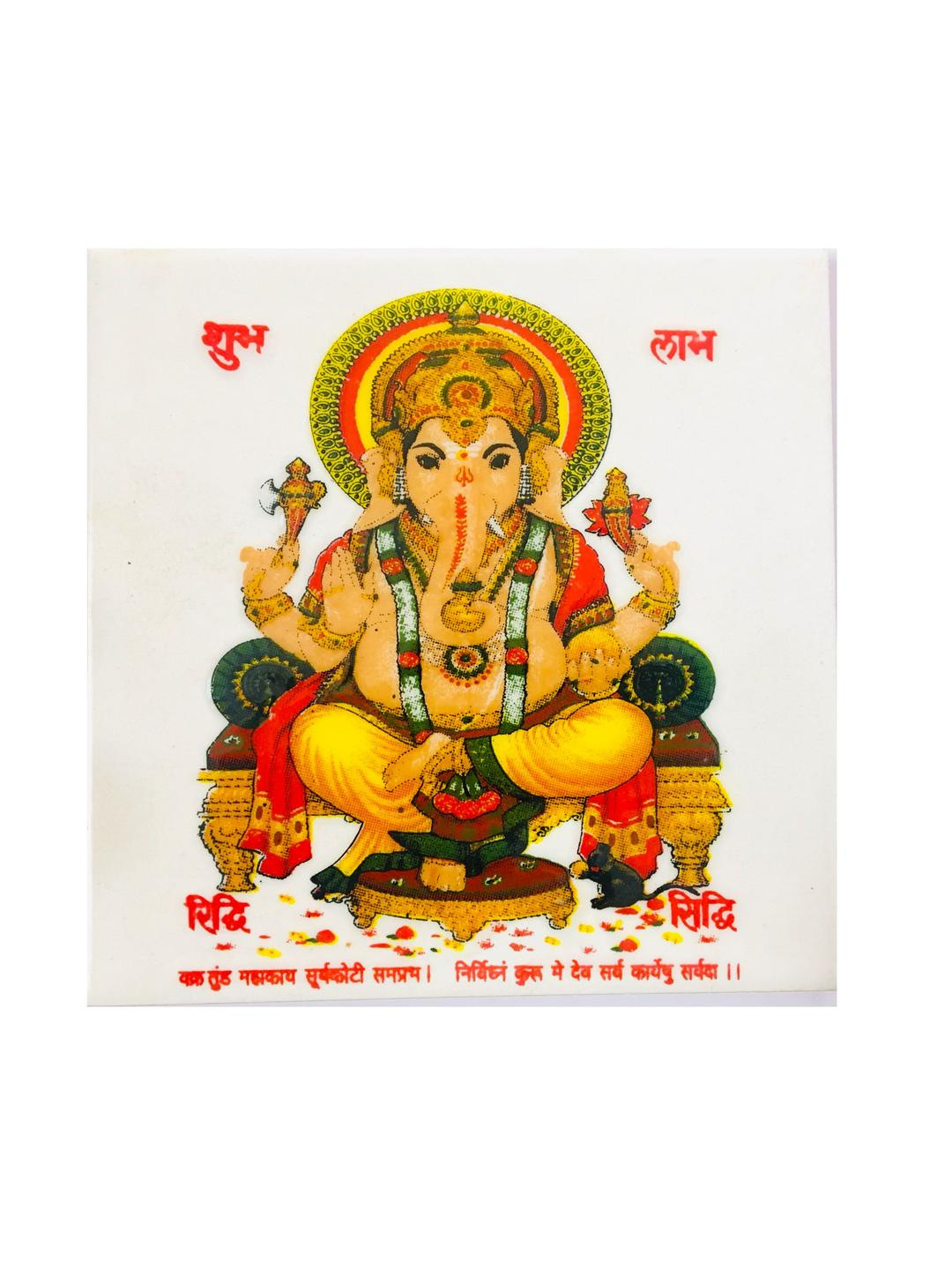 SHOP BY ROOM God Ganesh Ceramic Ethnic Motifs Glossy Pooja Room Spiritual Wall Decor-6In