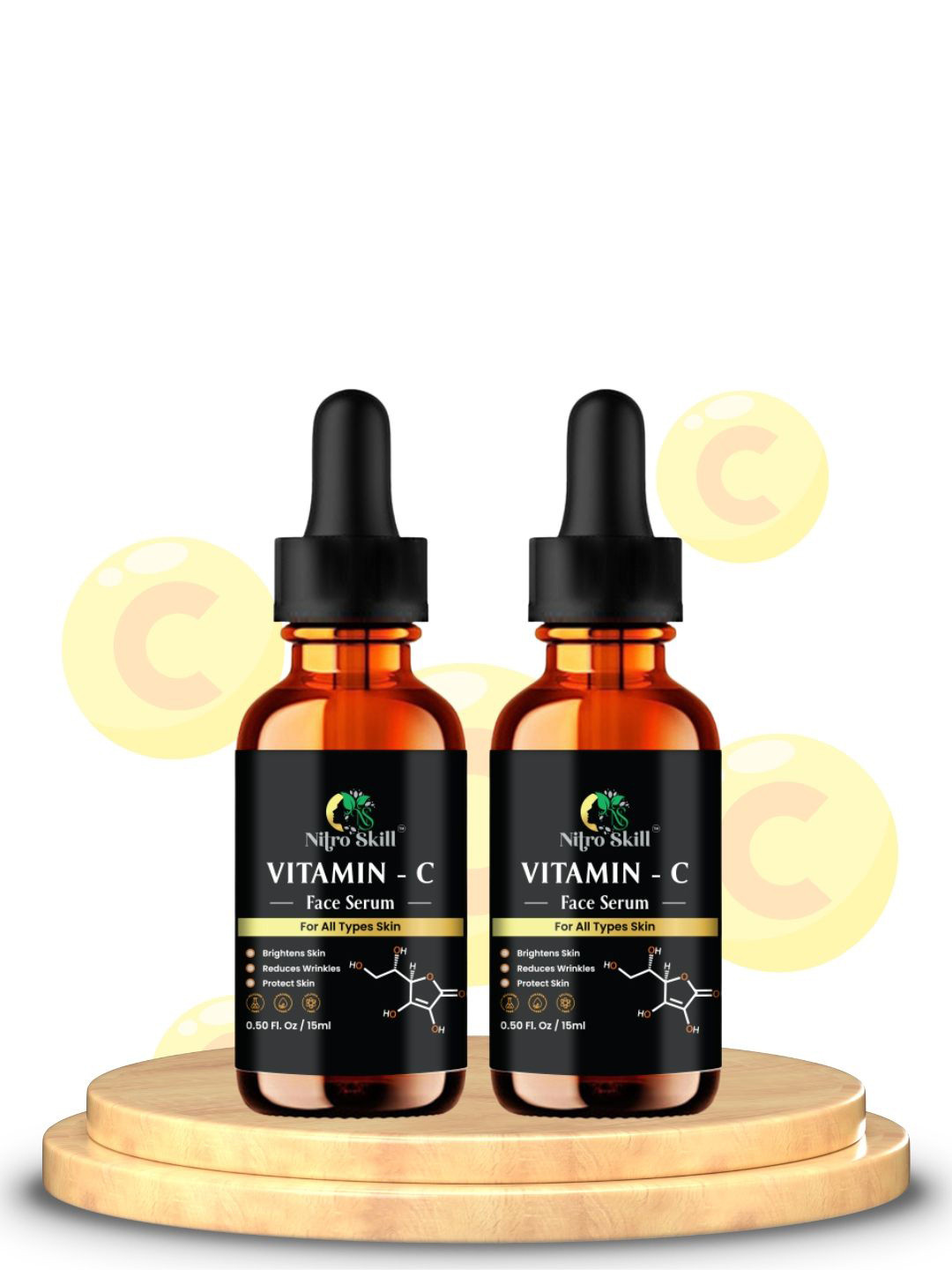 NITRO SKILL Set Of 2 Vitamin C Face Serum - 15 ml Each