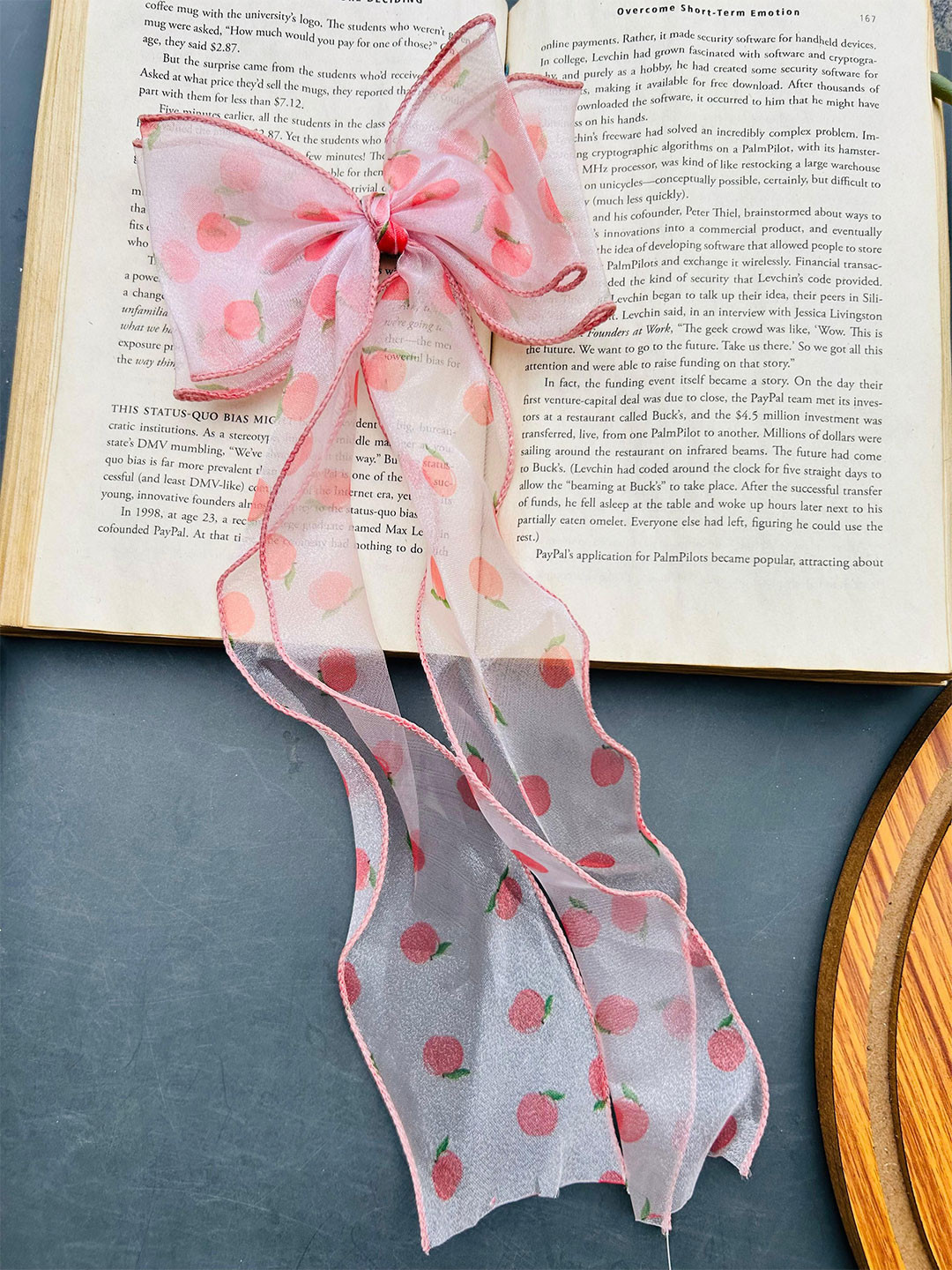 Radhya Accessories Women Whimsical Peach Sheer Hair Bow Clip