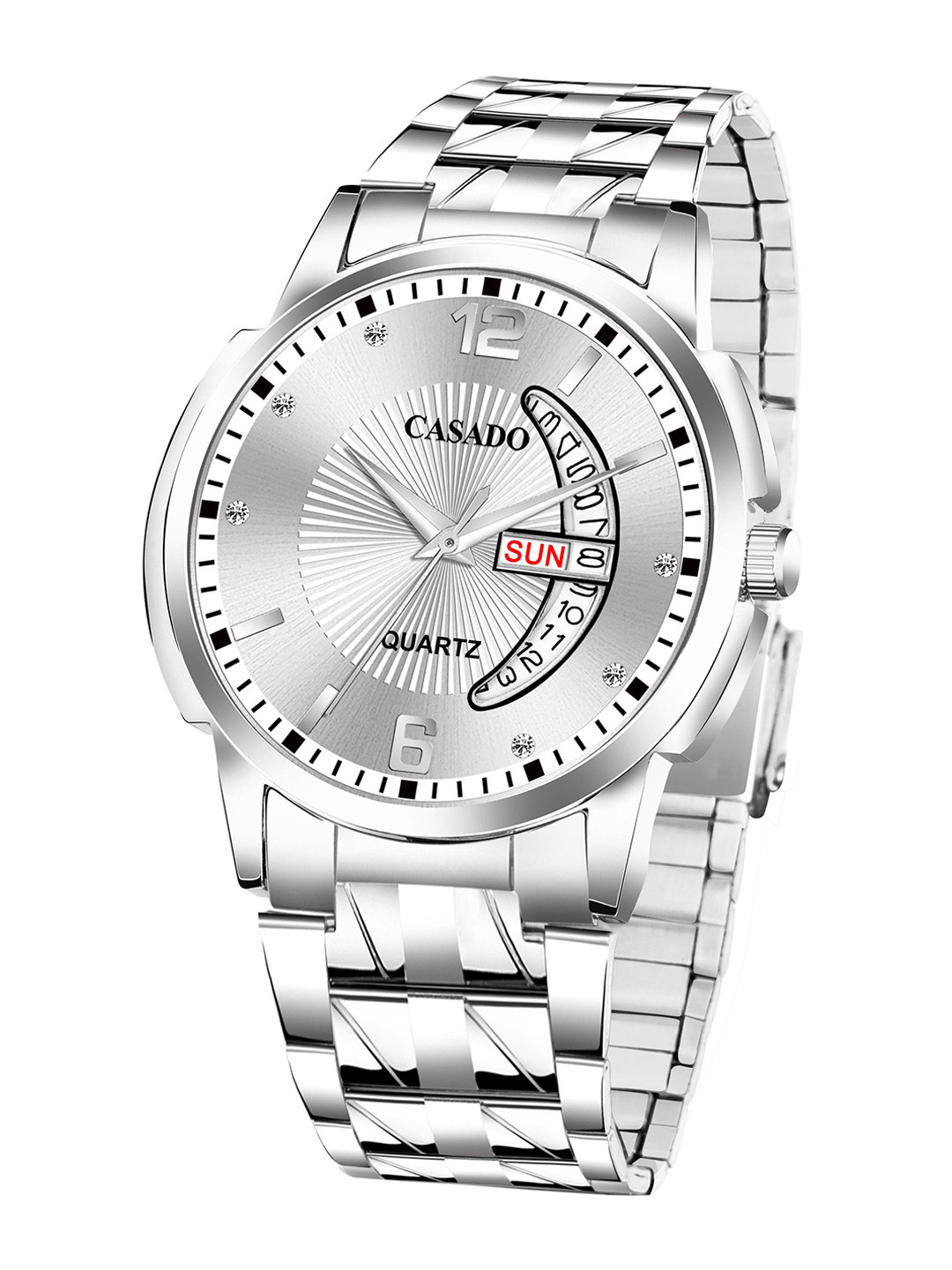 CASADO Men Textured Dial & Stainless Steel Straps Analogue Watch CD-635-SILVER-SILVER-DD