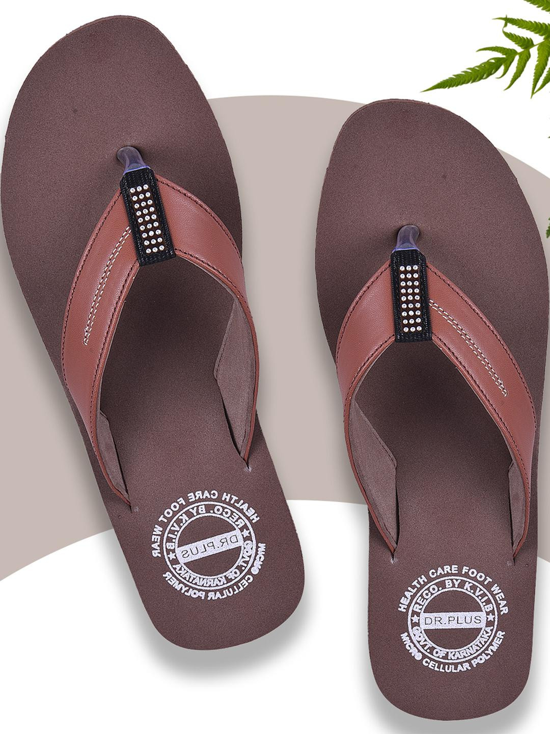 DR.PLUS Women Brown Synthetic Flip Flops