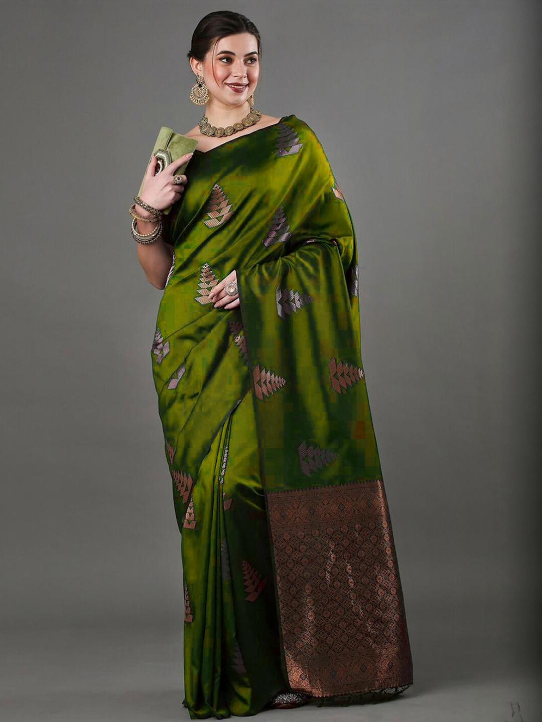 CaniBani Metallic Silk Blend Banarasi Sarees