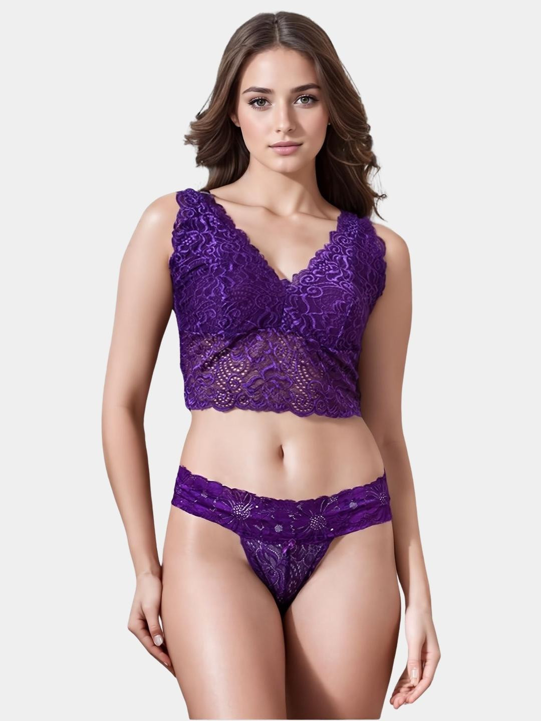 MYZA Nylon Non Padded Non-Wired Lingerie Set