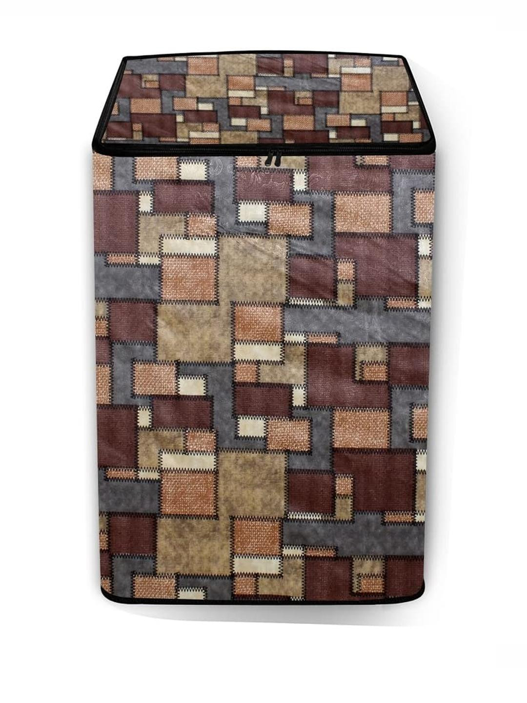 The Furnishing Tree Washing Machine Cover Seamless Pattern Brown Compatible for Whirlpool 7 Kg Full