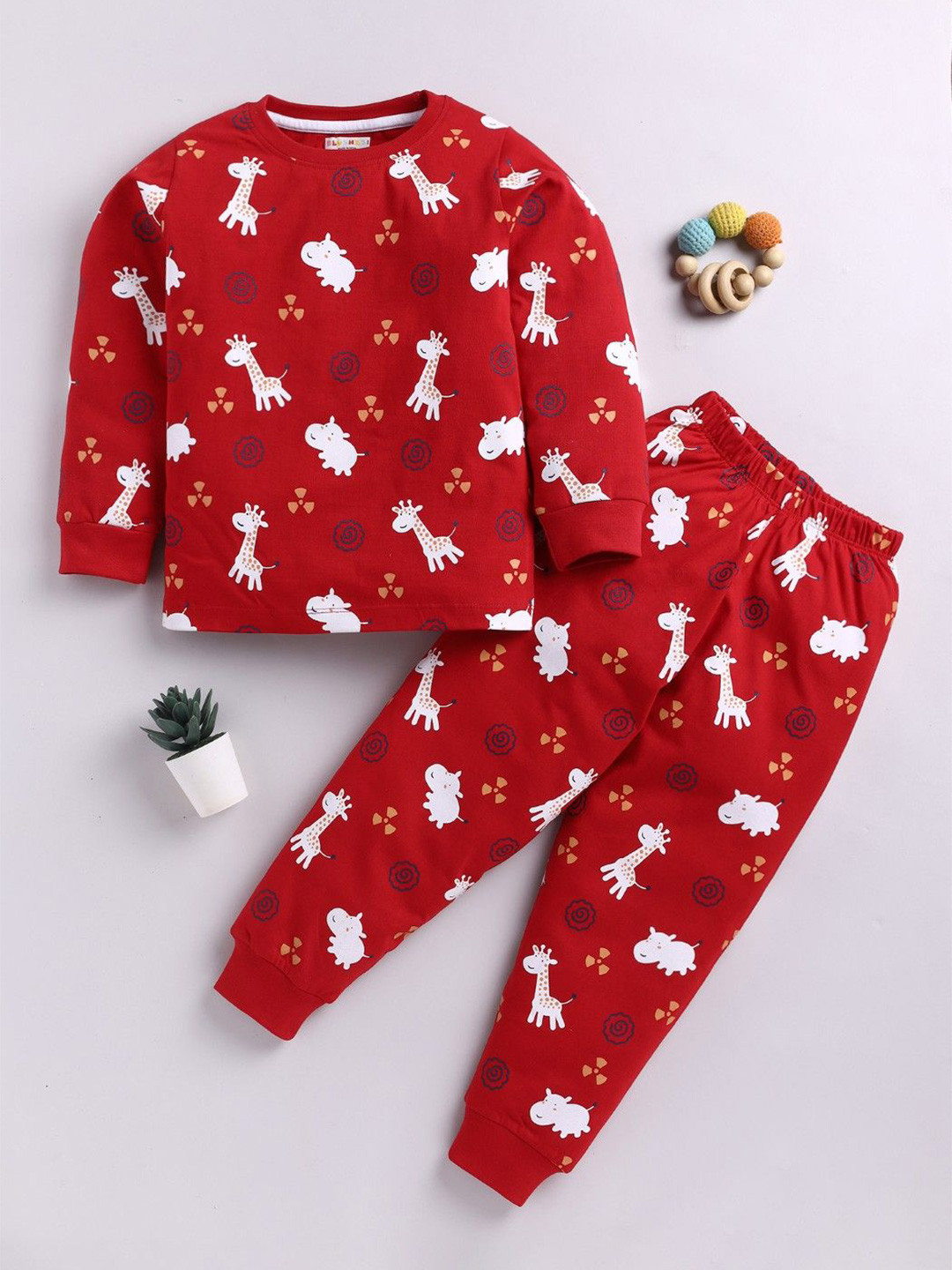 BLUSHES Kids Animal Figure Printed Pure Cotton Night suit