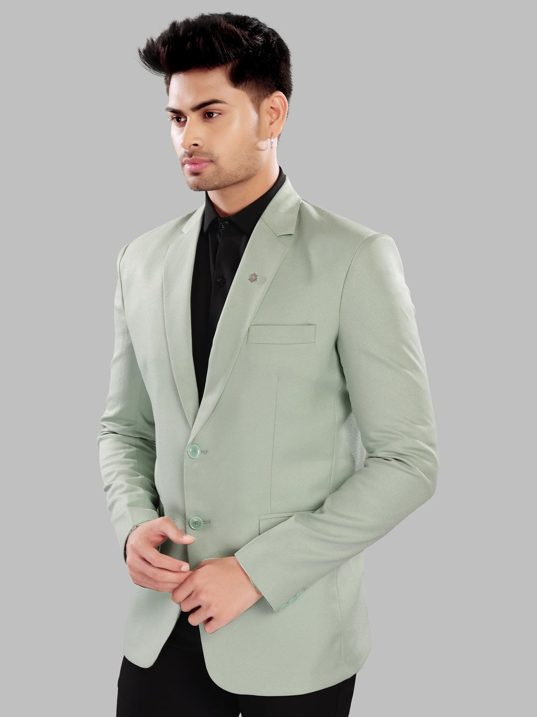 UR ETHICS Men Green Long Sleeved Blazer