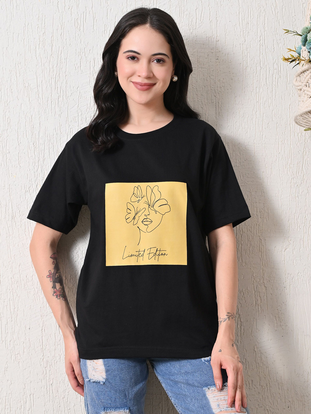 Myrung Women Bio Finish Graphic Printed Round Neck Cotton T-shirt