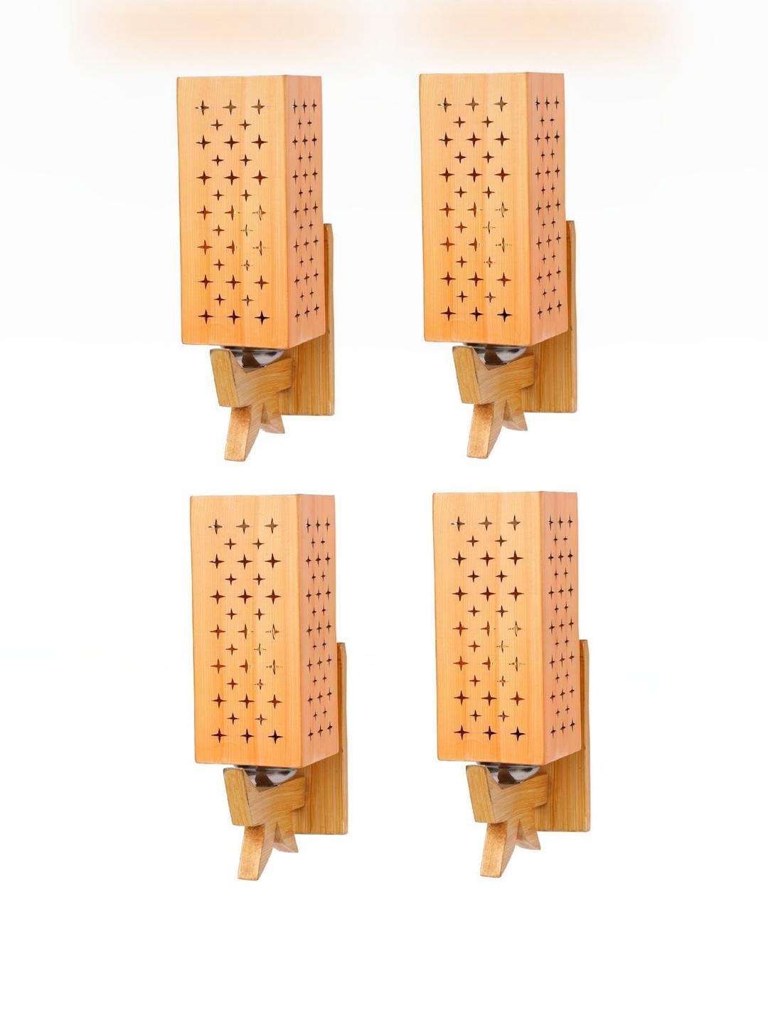 SOMIL Cream Glass Cylinder Printed Wall Lamps