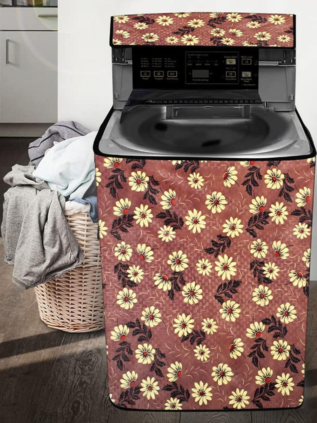 The Furnishing Tree Washing Machine Cover Sprig Pattern Brick Compatible for Whirlpool 7.2 Kg Fully