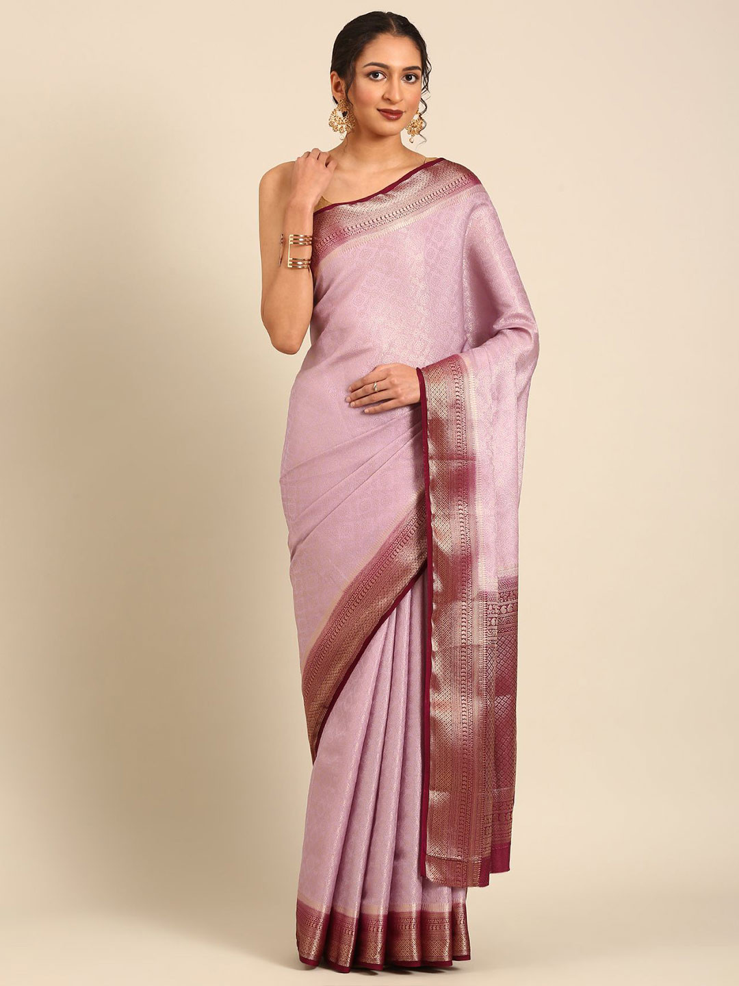 Taashi Brocade Jaal Pattern Semi Crepe Saree