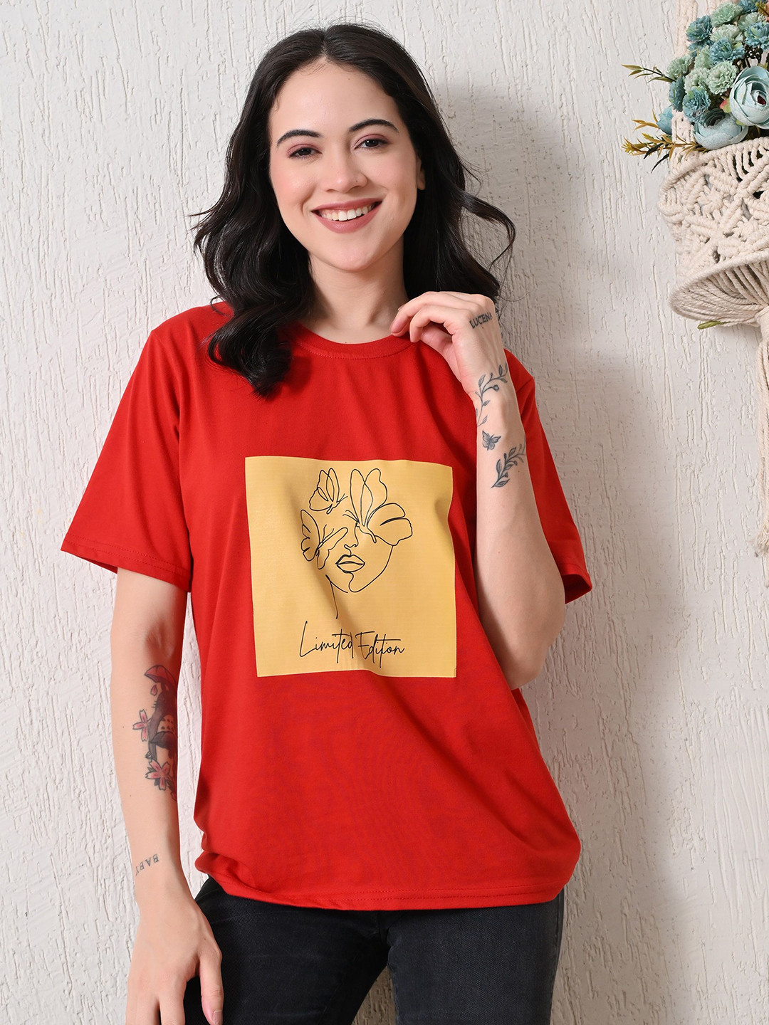 Myrung Women Bio Finish Graphic Printed Round Neck Cotton T-shirt