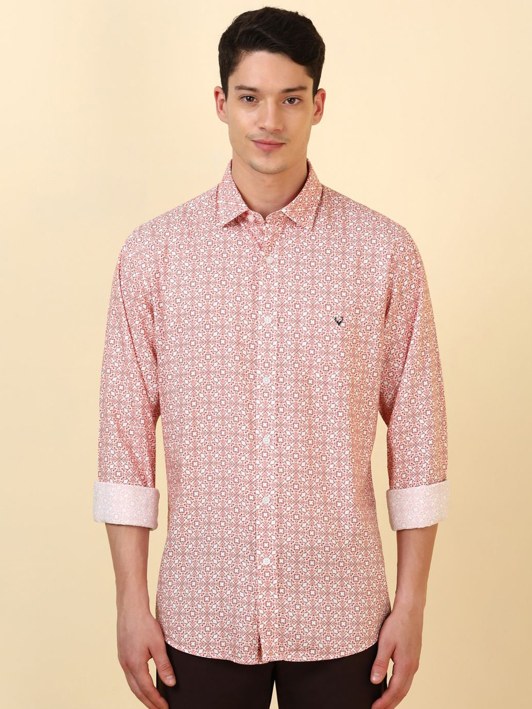 Allen Solly Geometric Printed Spread Collar Cotton Modal Shirt