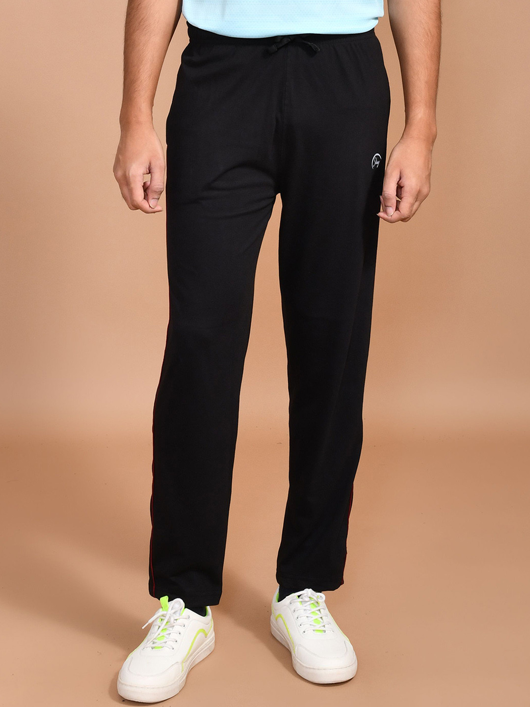 SKYKNIT Men Cotton Mid Rise Piping Track Pants