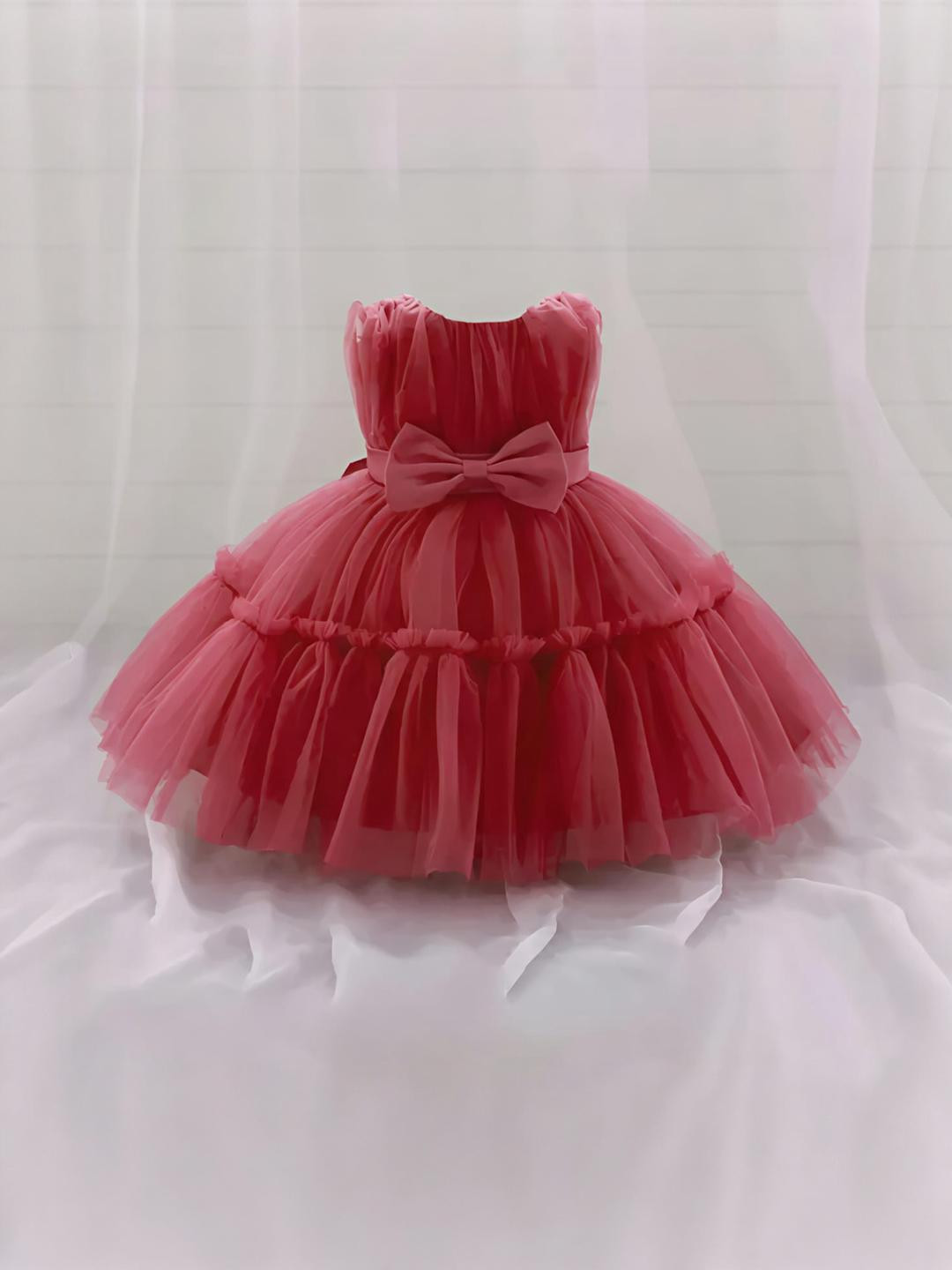 THOILLLING Red Polyester Fit and Flare Dresses