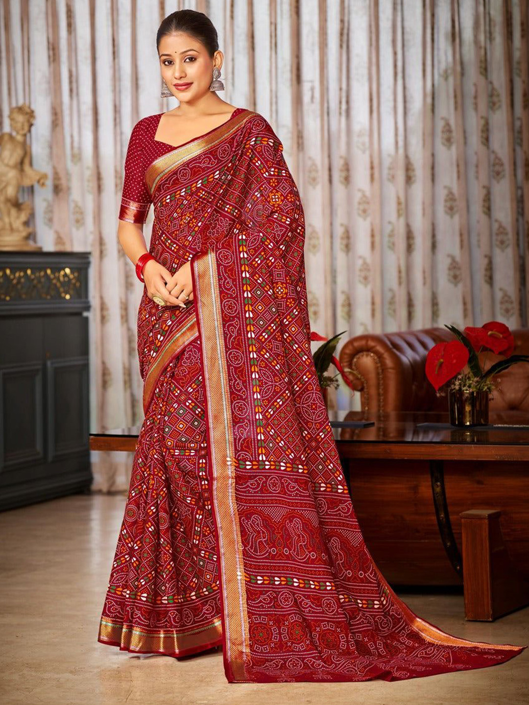 all about you Woven Design Saree With Blouse Piece