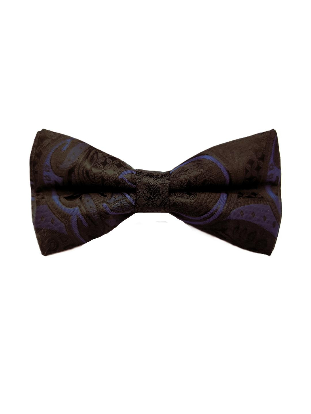 VOICI Grey Microfiber Woven Design Bow Tie