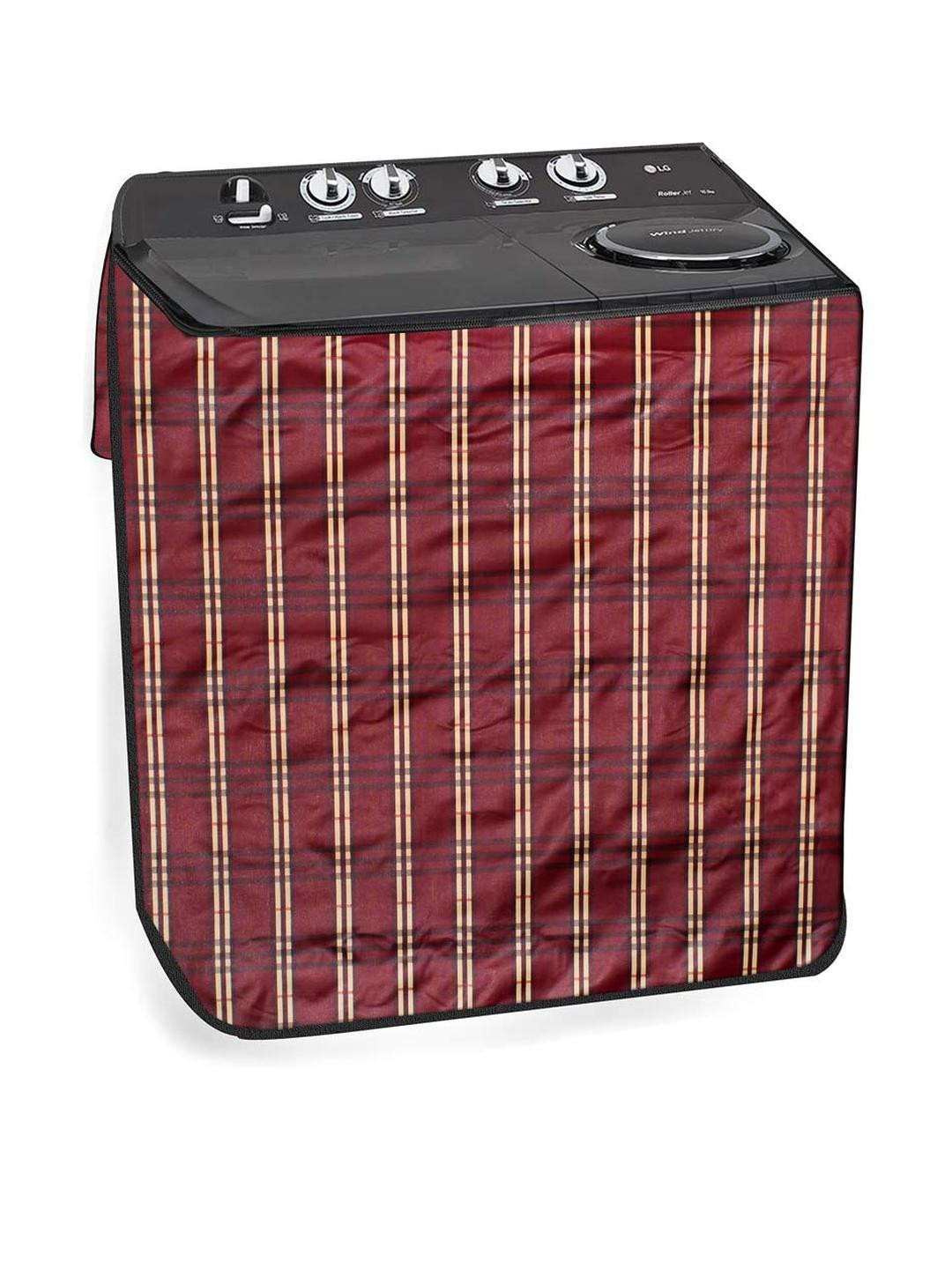 The Furnishing Tree Red Plaid Pattern Plastic Washing Machine Cover