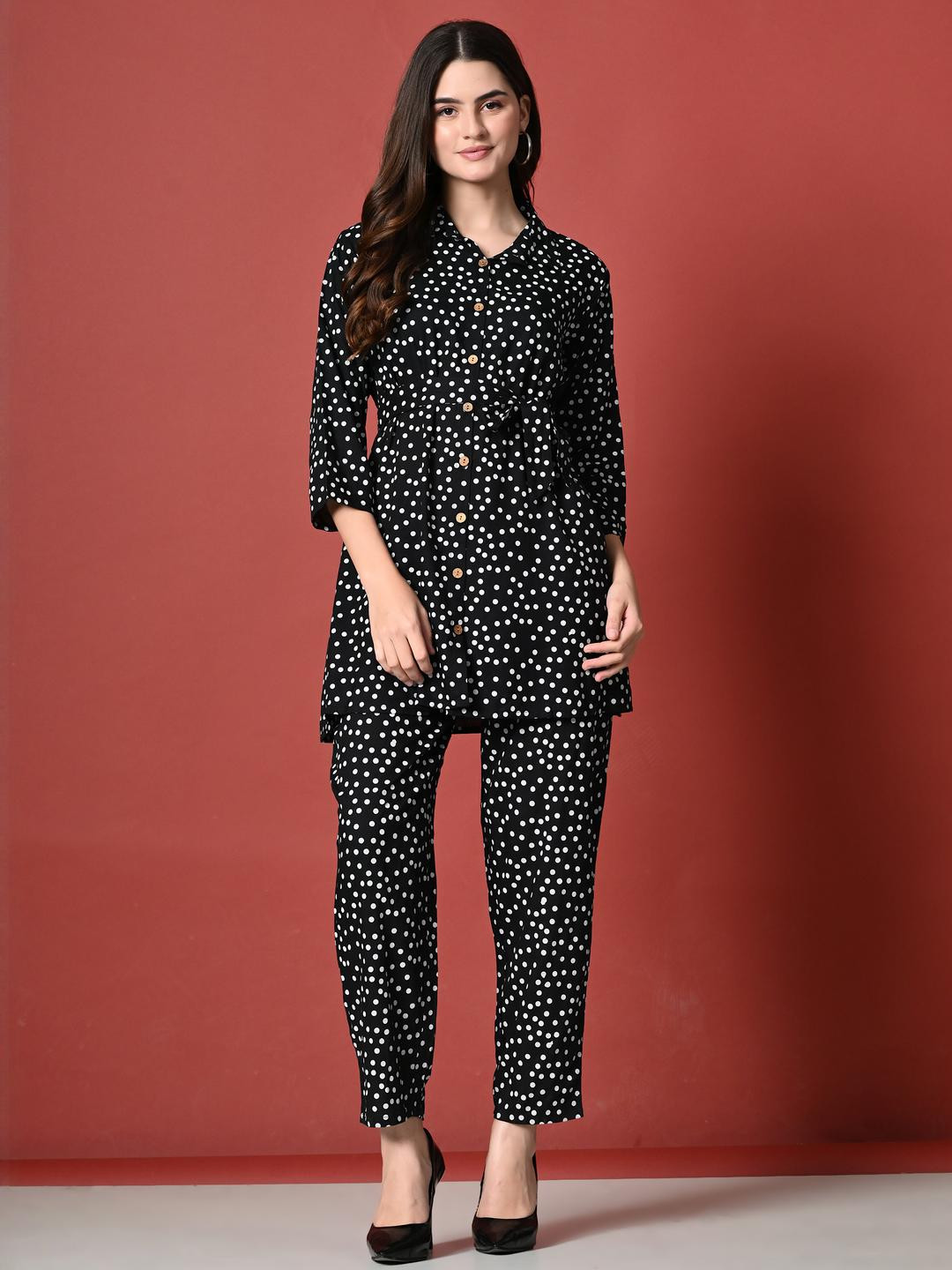 Saanvi Collection Black Viscose Rayon  Co-Ords