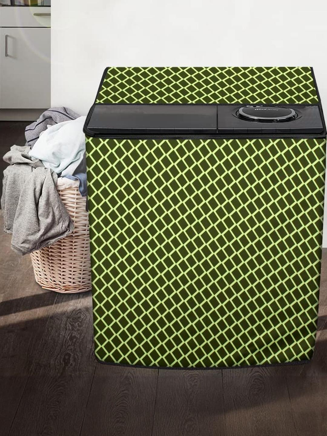 The Furnishing Tree Washing Machine Cover Check Military Compatible for LG 14 KG Semi-Automatic Top