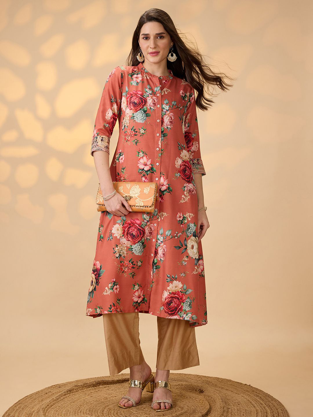 Globus Women Floral Printed Screen Print Daily A-Line Kurta