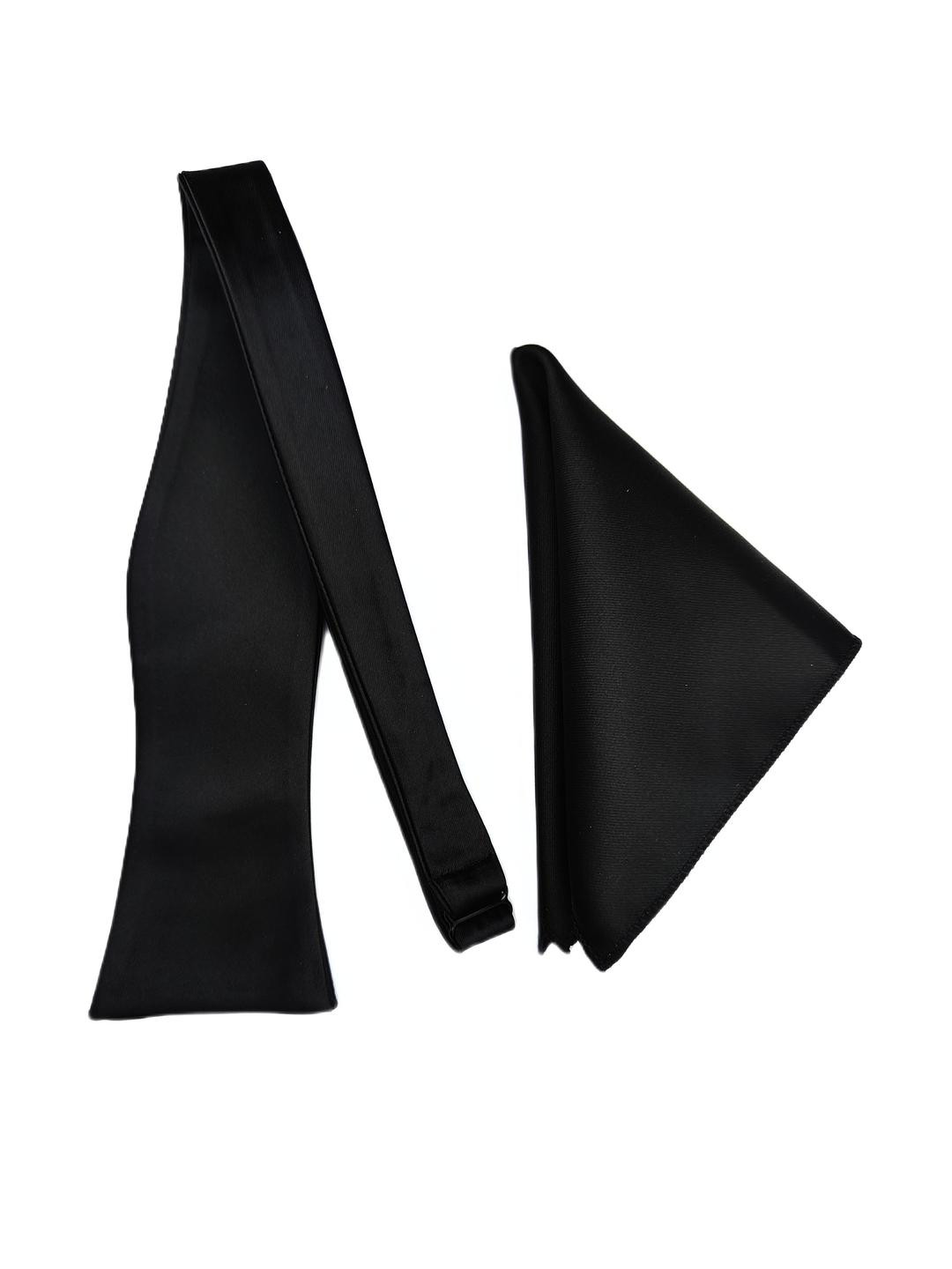 VOICI Black Satin Solid Bow Tie