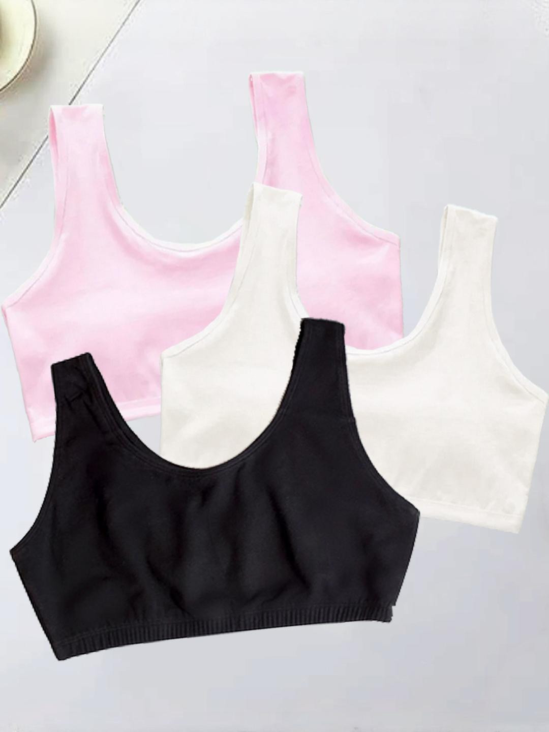 BRAAFEE Girls Pack Of 3 Solid Non Padded Camisole