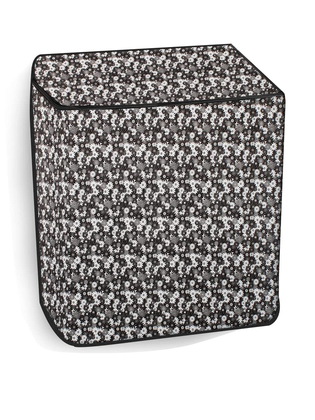 The Furnishing Tree Black & White Floral Pattern Washing Machine Cover